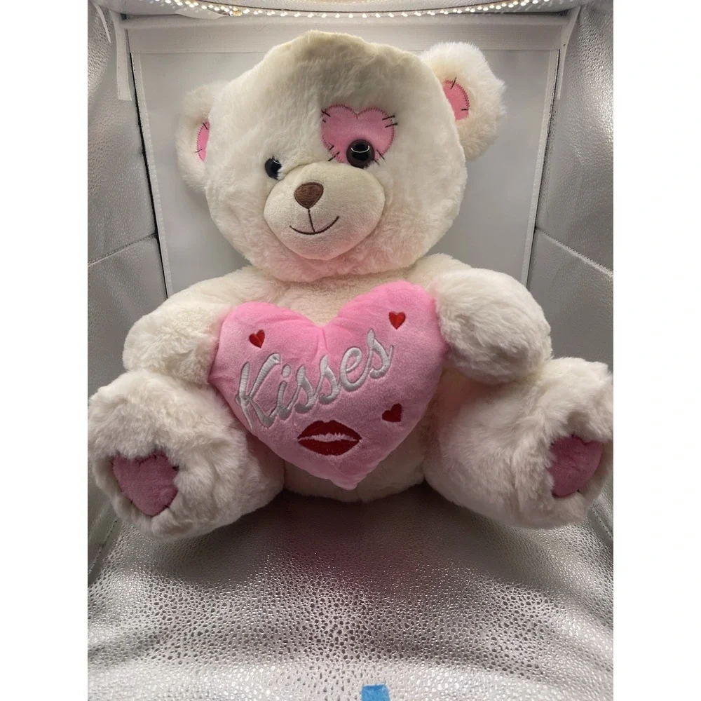 Teddy Bear with Heart Plush Bear That Says‎ Kisses Large Plush Bag1